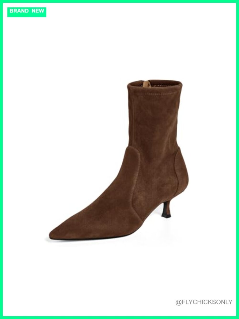 Faux Suede Kitten Heel Ankle Booties Pointed Toe Side Zipper